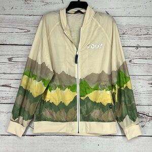 Houston White Adult Mountain Print Bomber Jacket Beige/Green M